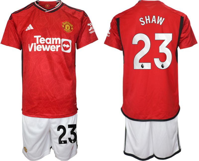 Men 2023-2024 Club Manchester United home red #23 Soccer Jersey->manchester united jersey->Soccer Club Jersey